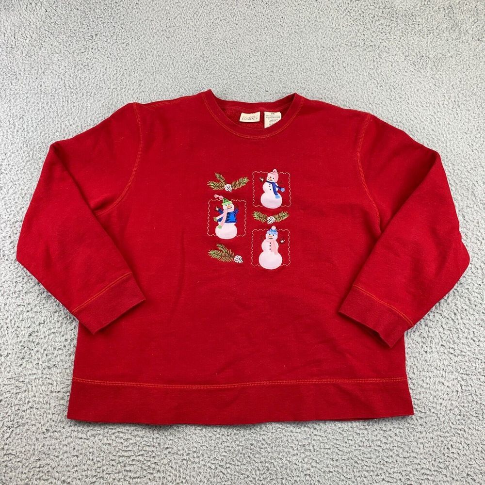 Classic Elements Sweatshirt Womens XL Red Christmas Holiday Long Sleeve Pullover